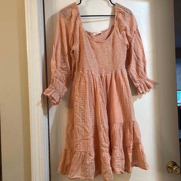 Bella Ella Boutique Peachy Pink Smocked Mini Dress - Picture 3 of 5